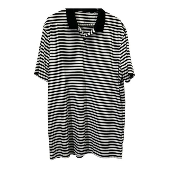 Nike Black and White Striped Polo Shirt - Picture 1 of 8